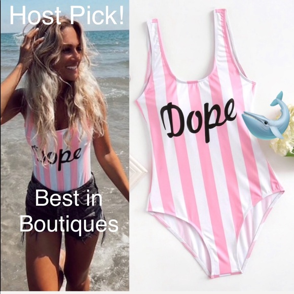 Hautecakes Boutique Other - Dope pink striped one-piece monokini swimsuit